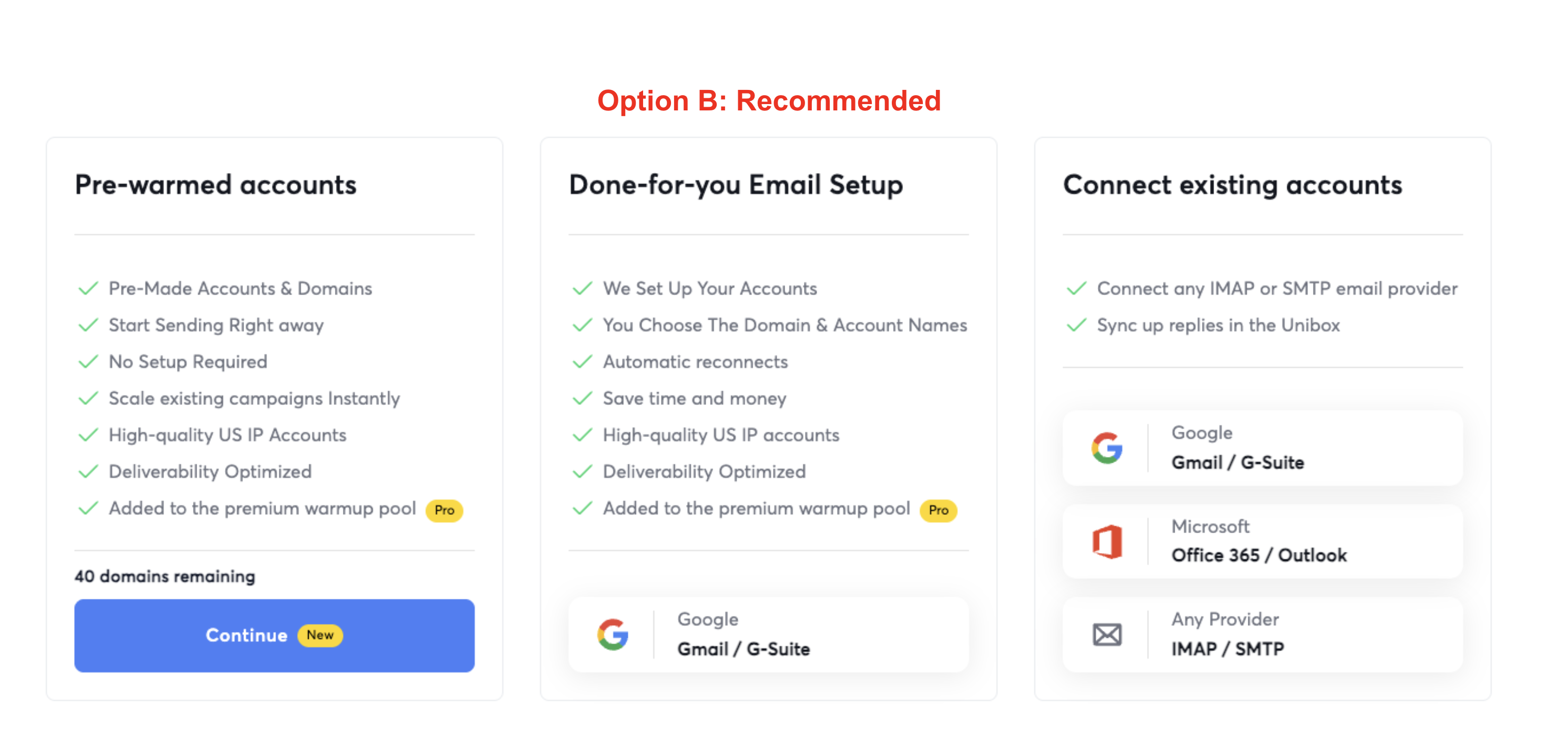 Add new account options