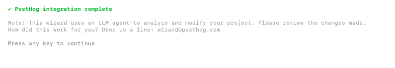 PostHog wizard complete