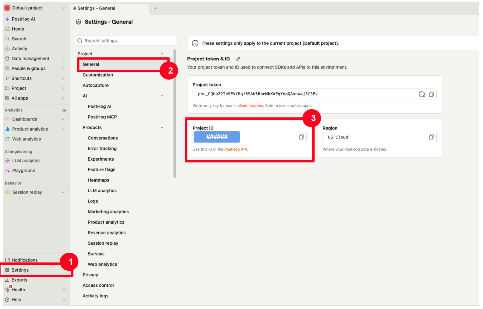 Find your Project ID in Settings > General